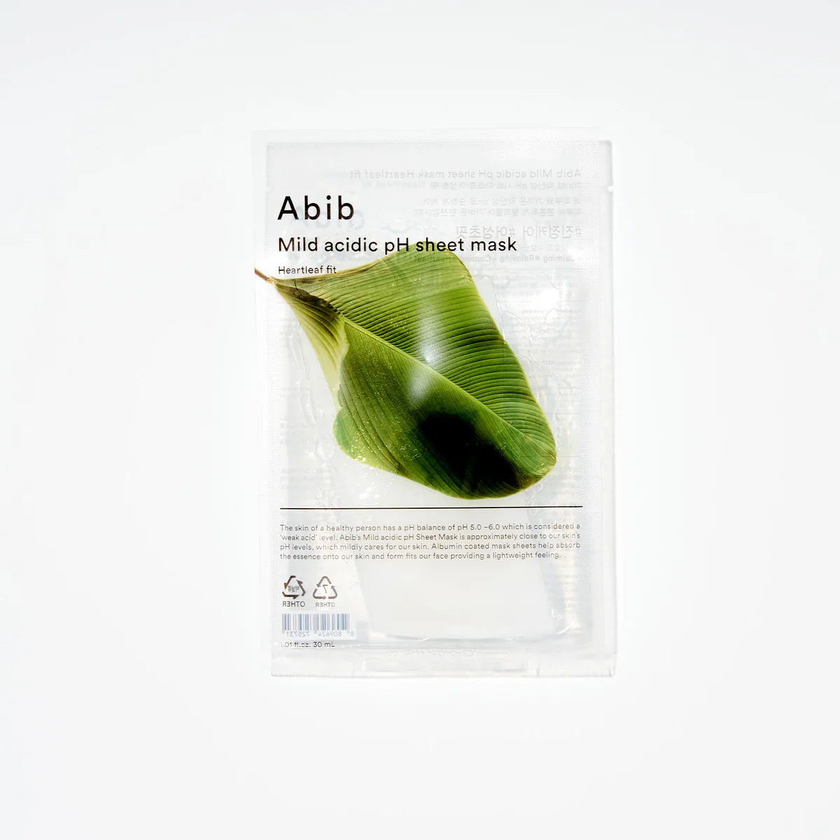 Lakštinė veido kaukė "Mild Acidic pH Sheet Mask Heartleaf Fit"